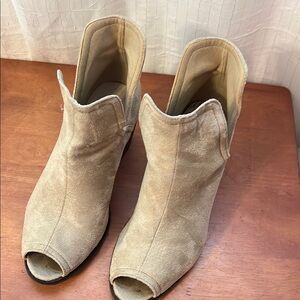Stylish Tan Peep-Toe Ankle Boots